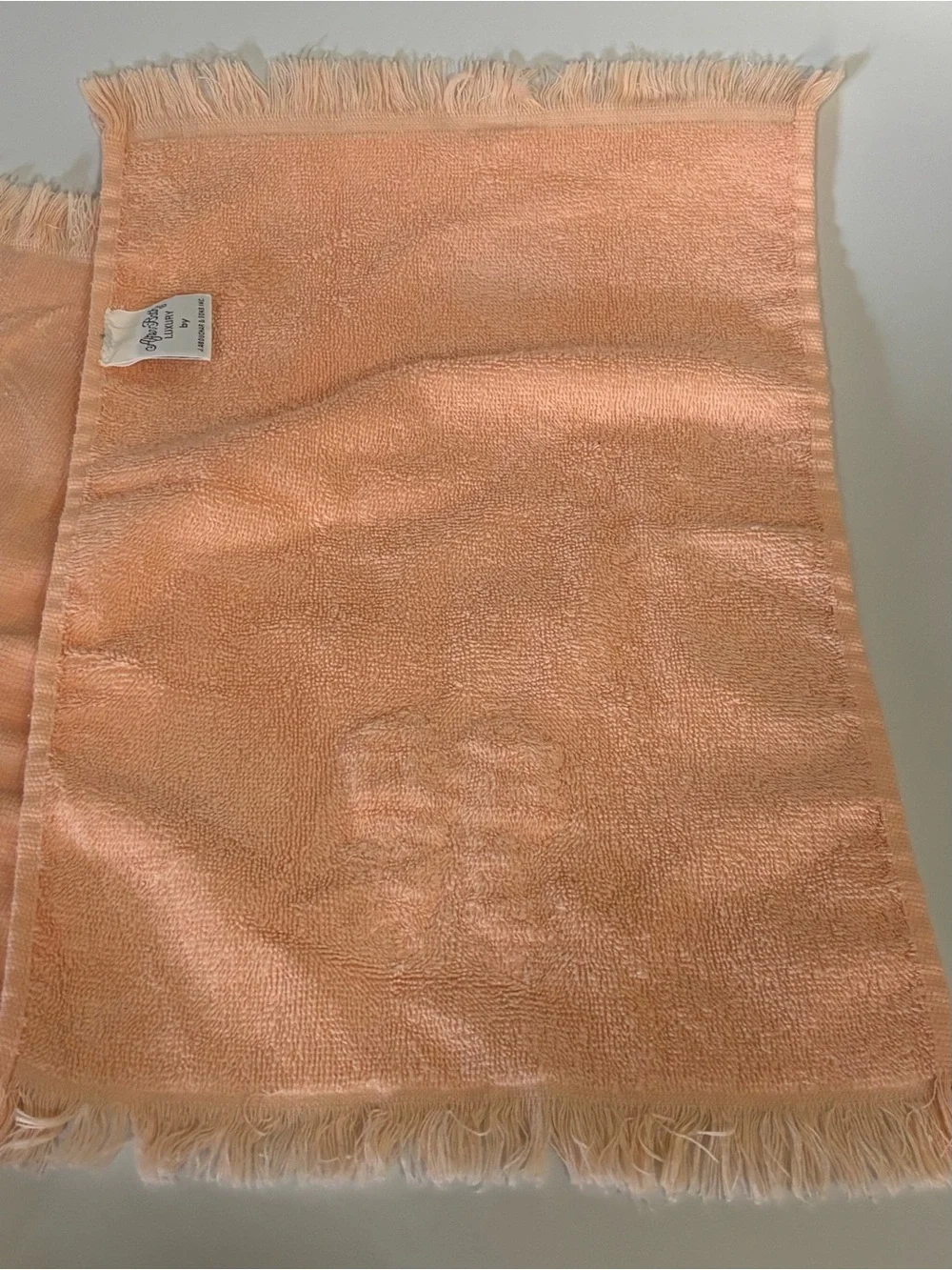 Vintage After Bath Luxury by J Abouchar & Sons Peach Embroidered Bow Hand Towels